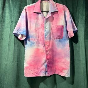 Pink/Blue/Purple Abstract Short Sleeve Collared Shirt